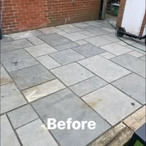 Patio before jet washing